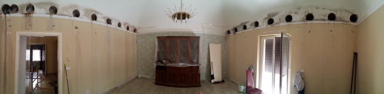 carotaggi su muratura per realizzazione soppalco con travi in legno